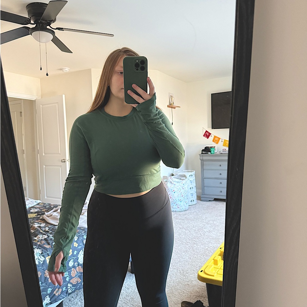 Altar’d State Green Open Back Crop Top